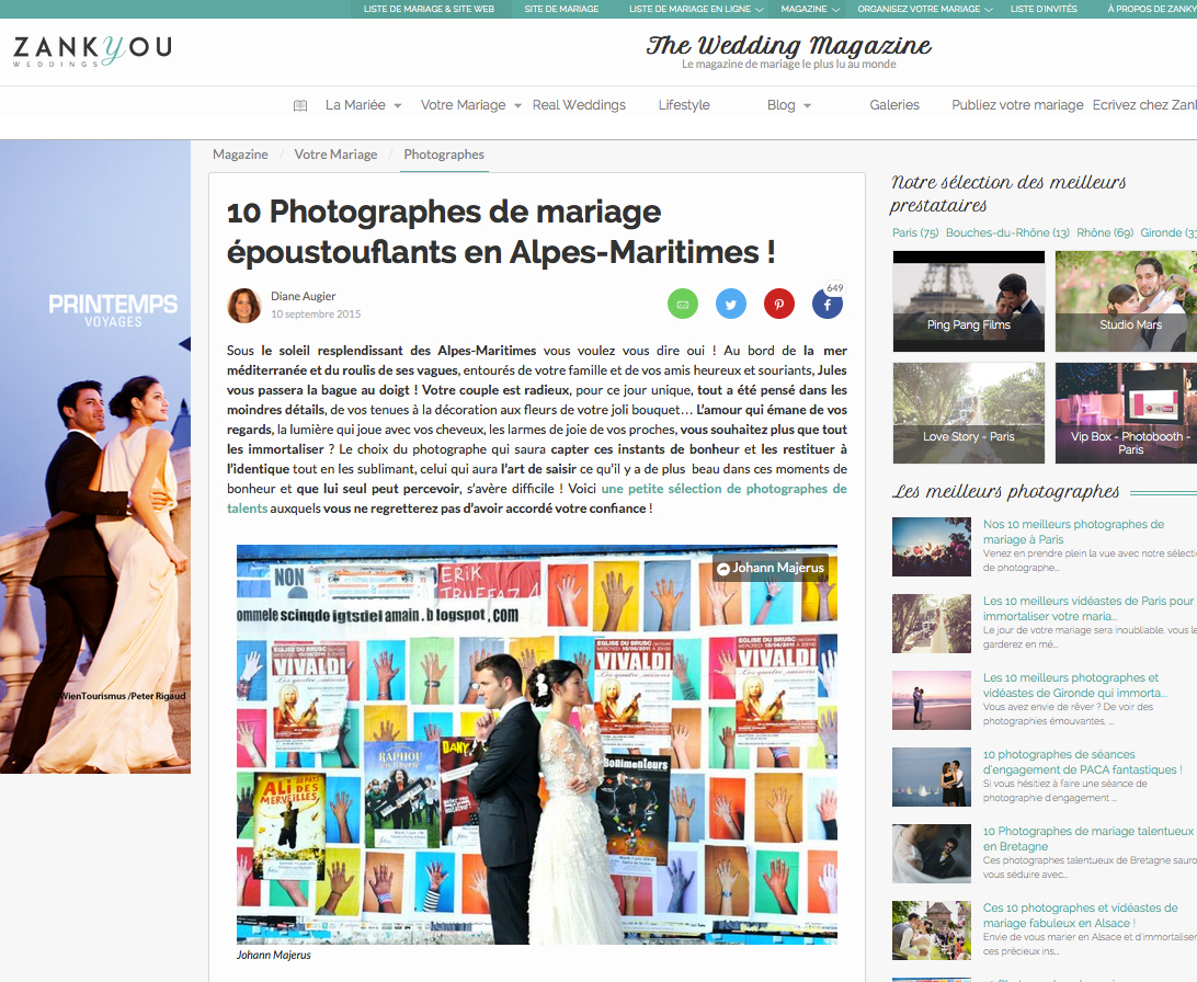 Article meilleures photographes de mariage PACA